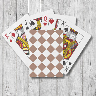 Diamantpatroon in wit en Mocha Mousse Pokerkaarten