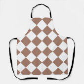 Diamantpatroon in wit en Mocha Mousse Schort (Voorkant)