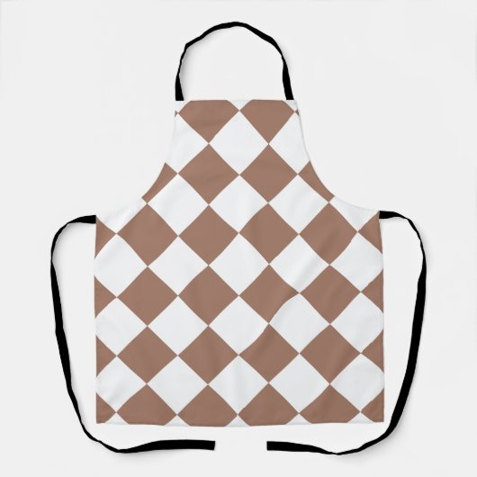 Diamantpatroon in wit en Mocha Mousse Schort (Voorkant)