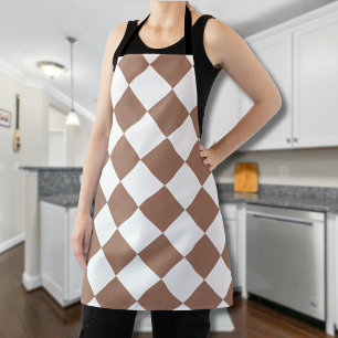 Diamantpatroon in wit en Mocha Mousse Schort