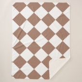 Diamantpatroon in wit en Mocha Mousse Sherpa Deken (Voorkant)