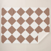 Diamantpatroon in wit en Mocha Mousse Sherpa Deken (Voorkant (horizontaal))