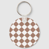 Diamantpatroon in wit en Mocha Mousse Sleutelhanger (Voorkant)