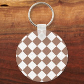 Diamantpatroon in wit en Mocha Mousse Sleutelhanger (Achterkant)