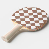 Diamantpatroon in wit en Mocha Mousse Tafeltennisbatje (Voorkant Gekanteld)