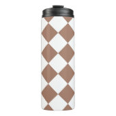 Diamantpatroon in wit en Mocha Mousse Thermosbeker (Voorkant)