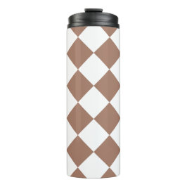 Diamantpatroon in wit en Mocha Mousse Thermosbeker