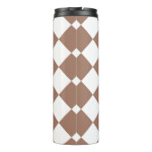 Diamantpatroon in wit en Mocha Mousse Thermosbeker (Achterkant)