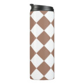 Diamantpatroon in wit en Mocha Mousse Thermosbeker (Geroteerd rechts)