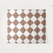 Diamantpatroon in wit en Mocha Mousse Wandkleed (Voorkant (horizontaal))