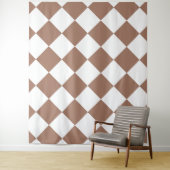 Diamantpatroon in wit en Mocha Mousse Wandkleed (In situ)