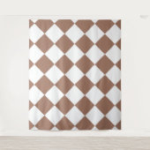 Diamantpatroon in wit en Mocha Mousse Wandkleed (Voorkant)