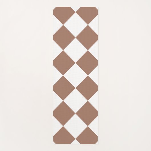 Diamantpatroon in wit en Mocha Mousse Yogamat (Voorkant)