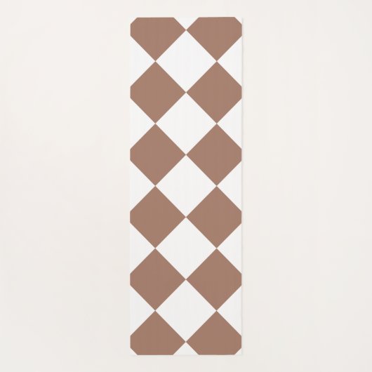 Diamantpatroon in wit en Mocha Mousse Yogamat (Achterkant)