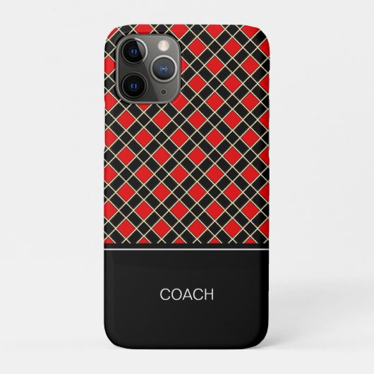 Diamantpatroon in zwart en rood Case-Mate iPhone case (Achterkant)