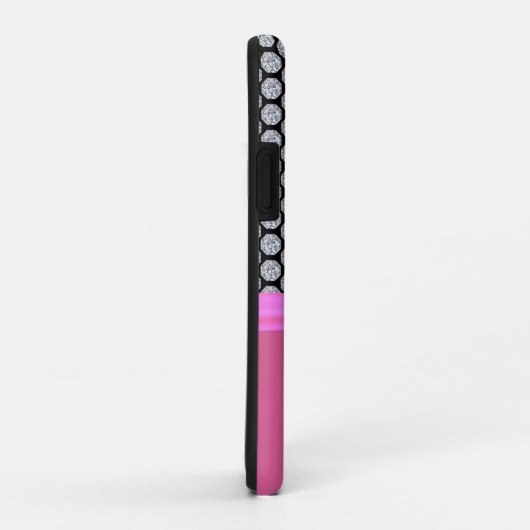 Diamantpatroon & naamkalligrafie op roos goud Case-Mate iPhone case (Achterkant/rechts)