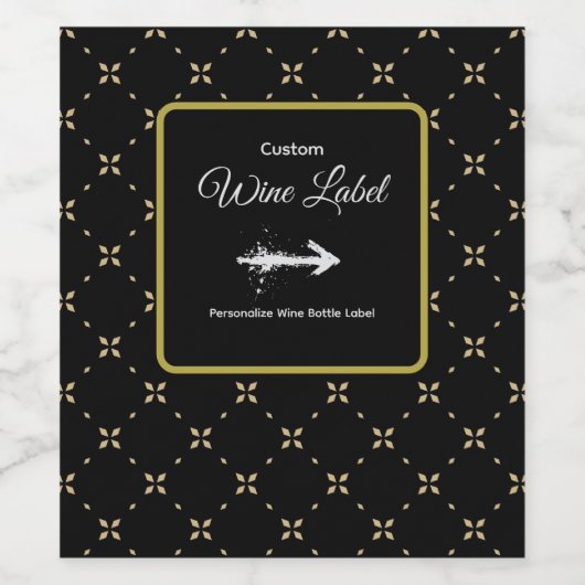 Diamantpatroon op Zwart Eigen Wijnlabel Wijn Etiket (Enkel label)