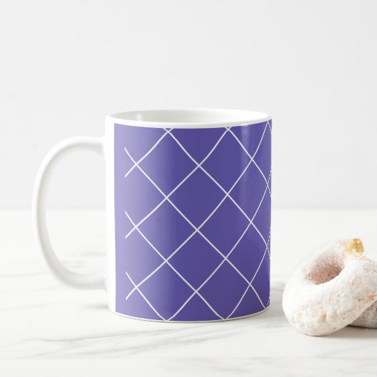 Diamantpatroon paarse koffiemok (Met donut)