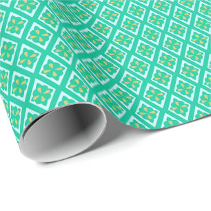 Diamantpatroon - turkooisgroen en aqua cadeaupapier