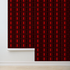 Diamantpatroon Verticale Streep Rood Zwart Behang