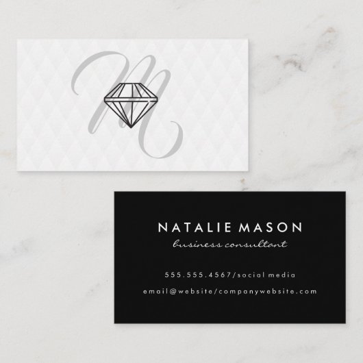 Diamantpictogram / Monogram / Fluwelen diamantpatr Visitekaartje (Voorkant / Achterkant)