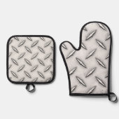 Diamantplaatmetaal Ovenwant & Pannenlap Set (Voorkant)