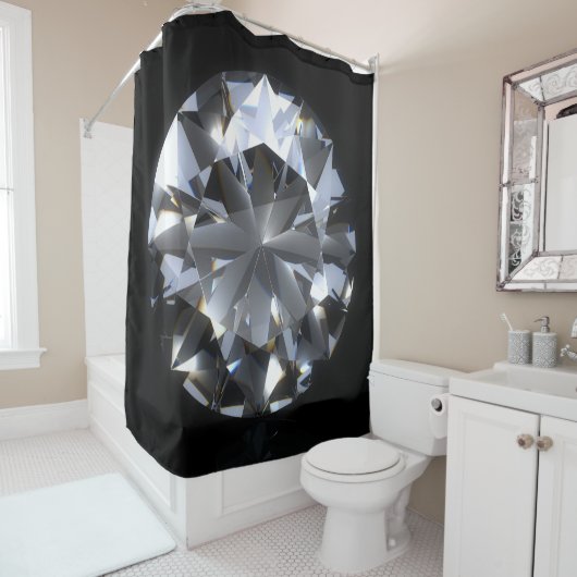 Diamantsteen: zwarte ruimte schittert. douchegordijn (In situ)