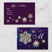 DIAMANTSTERREN MONOGRAM, paarse blauwe schittering Visitekaartje (Voorkant / Achterkant)