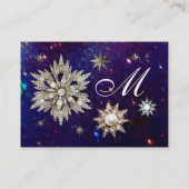 DIAMANTSTERREN MONOGRAM, paarse blauwe schittering Visitekaartje (Achterkant)