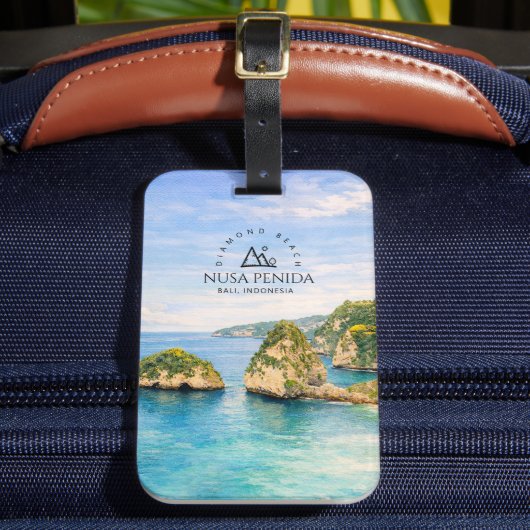 Diamantstrand Bali Aquarel Turquoise Zee Bagagelabel (Voorkant Insitu 2)