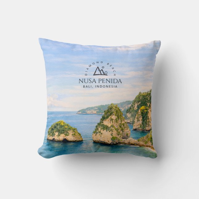 Diamantstrand Bali Aquarel Turquoise Zee Kussen (Voorkant)
