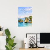 Diamantstrand Bali Aquarel Turquoise Zee Poster (Thuiskantoor)