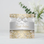  diamantstrik & Sparkle Swirl Gold Sweet 16 Kaart (Staand voorkant)