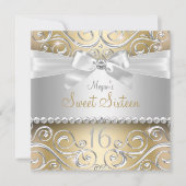  diamantstrik & Sparkle Swirl Gold Sweet 16 Kaart (Voorkant)