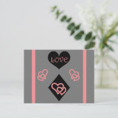 Diamantvorm en harten "Liefde" Briefkaart (Staand voorkant)