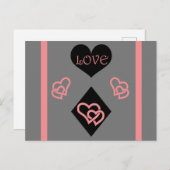 Diamantvorm en harten "Liefde" Briefkaart (Voorkant / Achterkant)