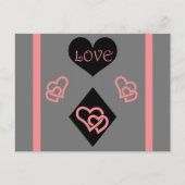 Diamantvorm en harten "Liefde" Briefkaart (Voorkant)