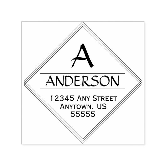 Diamantvorm Kalligrafie Retouradres Zelfinktende Stempel (Design)