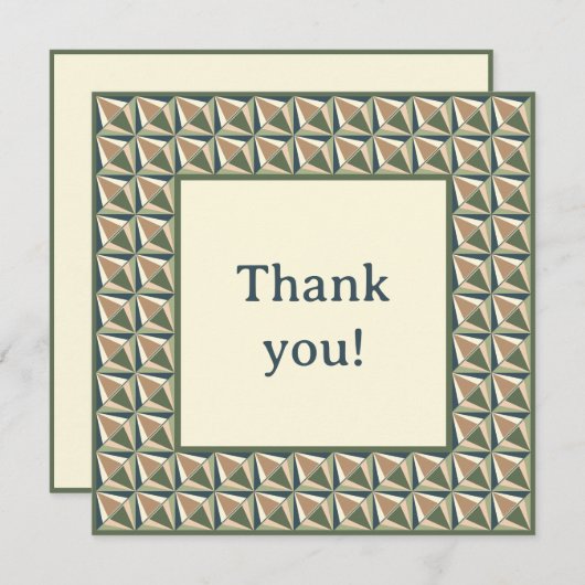 Diamantvormen in neutrale tonen bedankkaart (Voorkant / Achterkant)