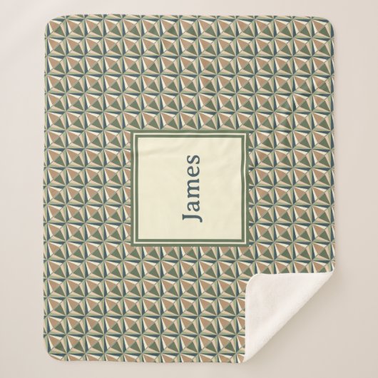 Diamantvormen in neutrale tonen sherpa deken (Voorkant)