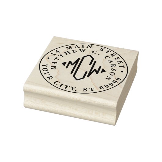 Diamantvormig Initiaal Monogram Retouradres Rubberstempel (Stempel)