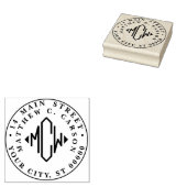 Diamantvormig Initiaal Monogram Retouradres Rubberstempel (Gestempeld)