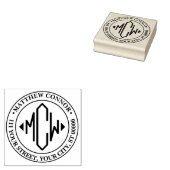 Diamantvormig Initiaal Monogram Retouradres Rubberstempel (Gestempeld)