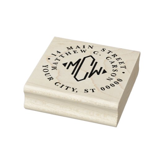 Diamantvormig Initieel Monogram Retouradres Rubberstempel (Stempel)