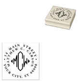 Diamantvormig Initieel Monogram Retouradres Rubberstempel (Gestempeld)