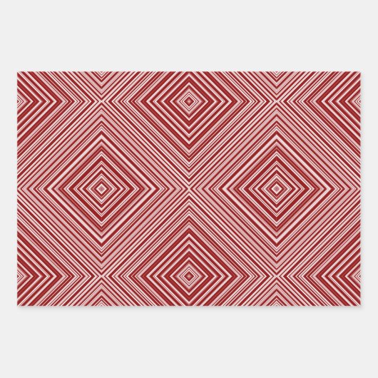 Diamantvormig patroon Rood, Wit, Zwart Inpakpapier Vel (Voorkant 3)