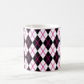 Diamantvormige Argyle Print Cup Mok Zwart Roze (Center)