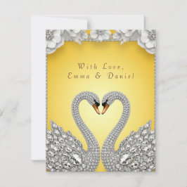 🌸 Diamantzwanen Gespiegeld Romantisch Ontwerp✨ RSVP Kaartje