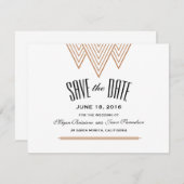  diamantzwart en koper bewaren de datum save the date (Voorkant / Achterkant)