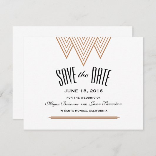 diamantzwart en koper bewaren de datum save the date (Voorkant / Achterkant)